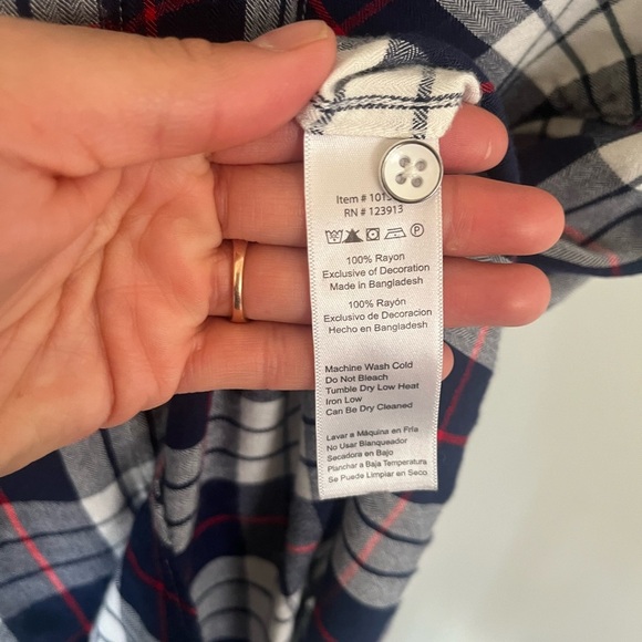 Jachs Girlfriend Navy Plaid Shirt Short Sleeve - Picture 3 of 4